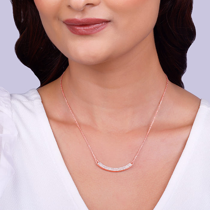 Buy Ratnavali Jewels American Diamond Necklace Set Rose Gold Plated  Traditional Pink Jewellery Set with Sleek Earring for Women and Girls  Online at Best Prices in India - JioMart.